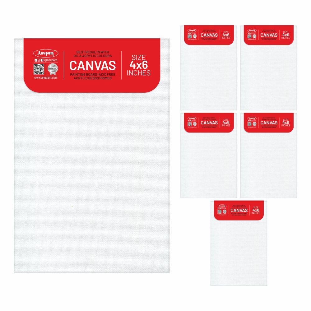 Anupam Primed Canvas Board for Painting, Canvas Boards Painting Canvas Panels for Oil, Acrylic Paint Gouache and Tempera for Beginners & Artists